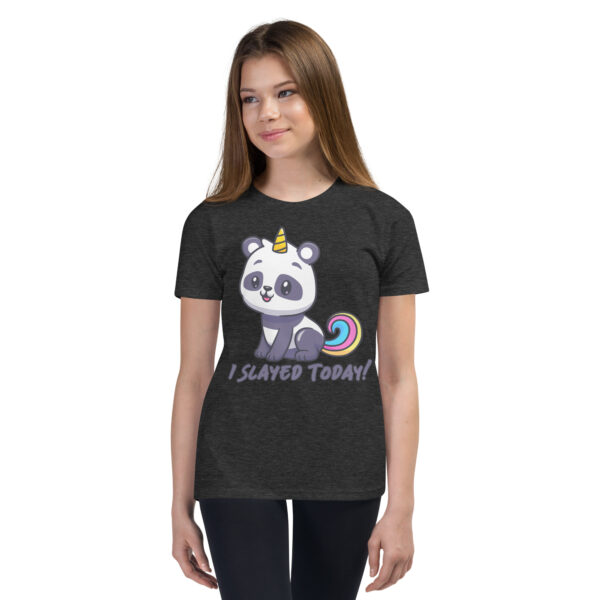 Cutesy Unicorn Panda Slayed Today! Girls Youth Short Sleeve T-Shirt - Image 6