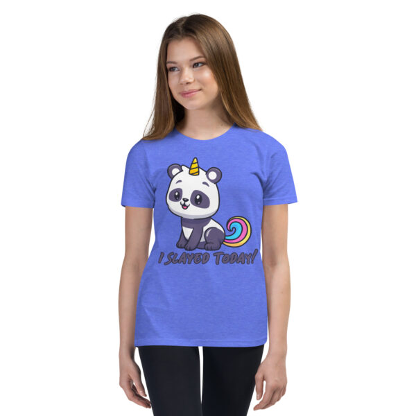 Cutesy Unicorn Panda Slayed Today! Girls Youth Short Sleeve T-Shirt - Image 11