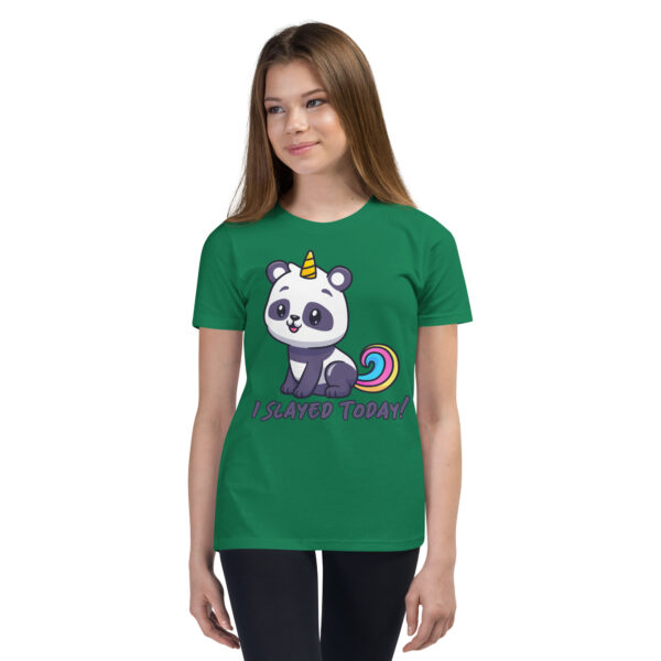 Cutesy Unicorn Panda Slayed Today! Girls Youth Short Sleeve T-Shirt - Image 10