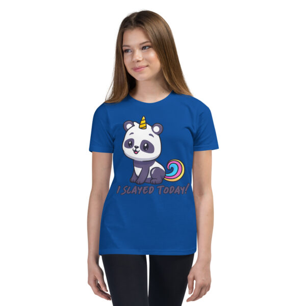 Cutesy Unicorn Panda Slayed Today! Girls Youth Short Sleeve T-Shirt - Image 7